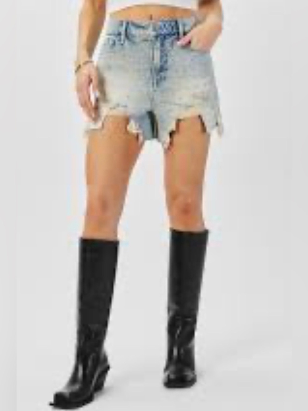NWT Good American Bombshell Distressed Denim Shorts Size 12/31